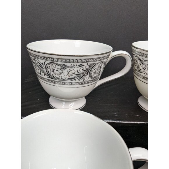 Harmony House Valencia 3685 Fine China Ceramic Footed Teacup Set of 4 No Saucer - Picture 2 of 10
